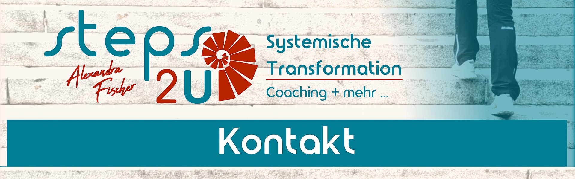 Logo von steps2U und Seitentitel "Kontakt"